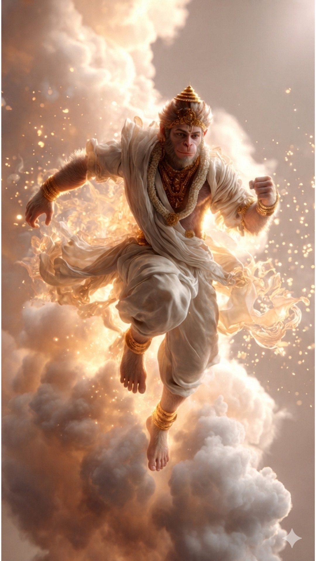 Lord Hanuman Flying in Divine Power