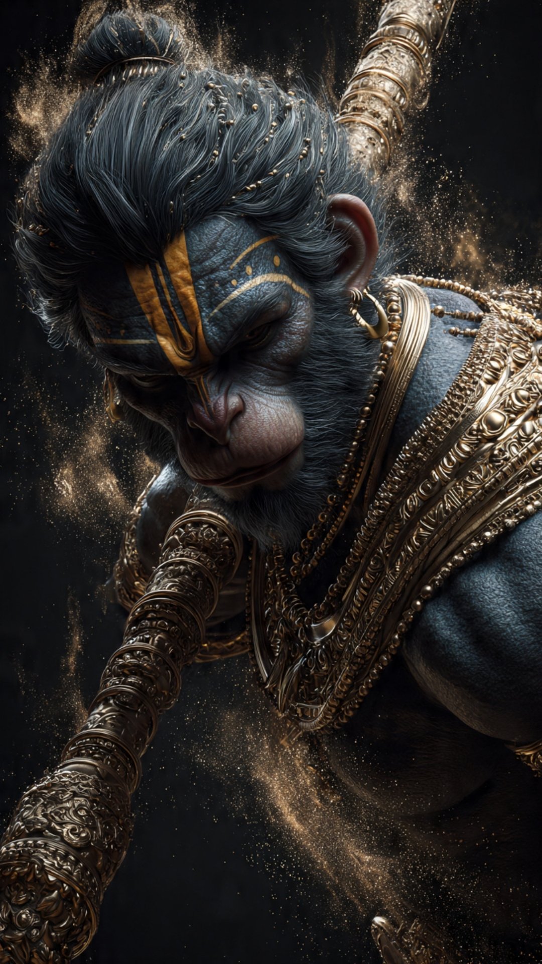 Fierce Lord Hanuman Divine Warrior Art