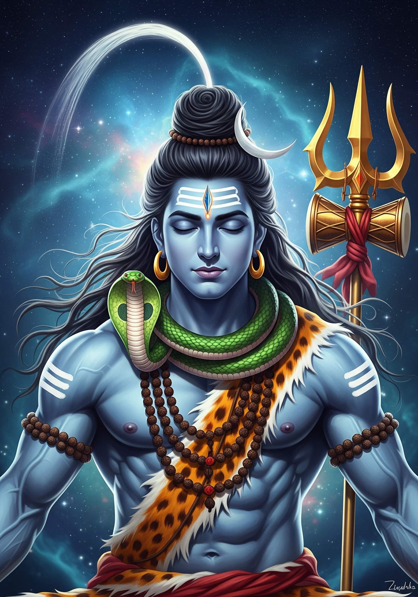 Serene Lord Shiva Meditation Cosmic Devotional Art