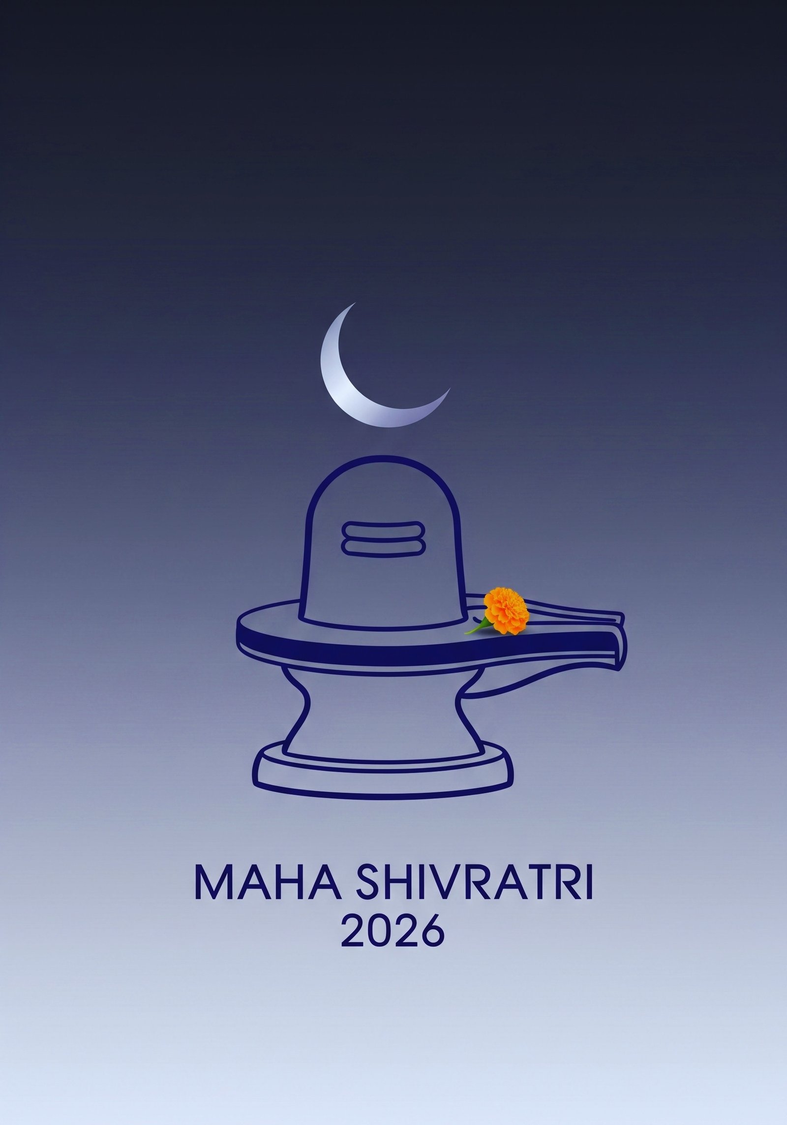 Maha Shivratri 2026 Minimal Shiva Lingam with Crescent Moon