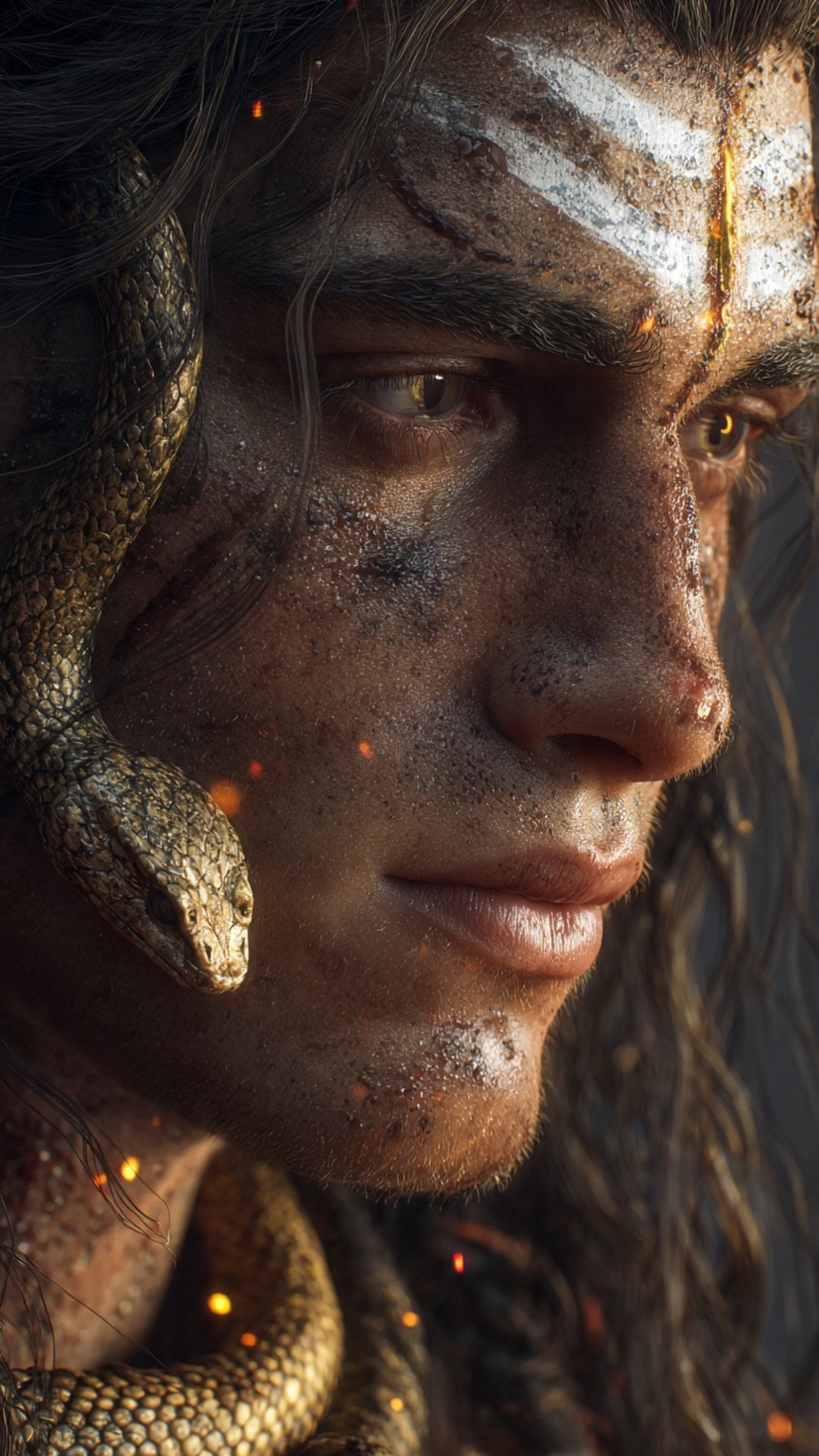 Lord Shiva Portrait with Serpent – Intense Divine Ascetic Art