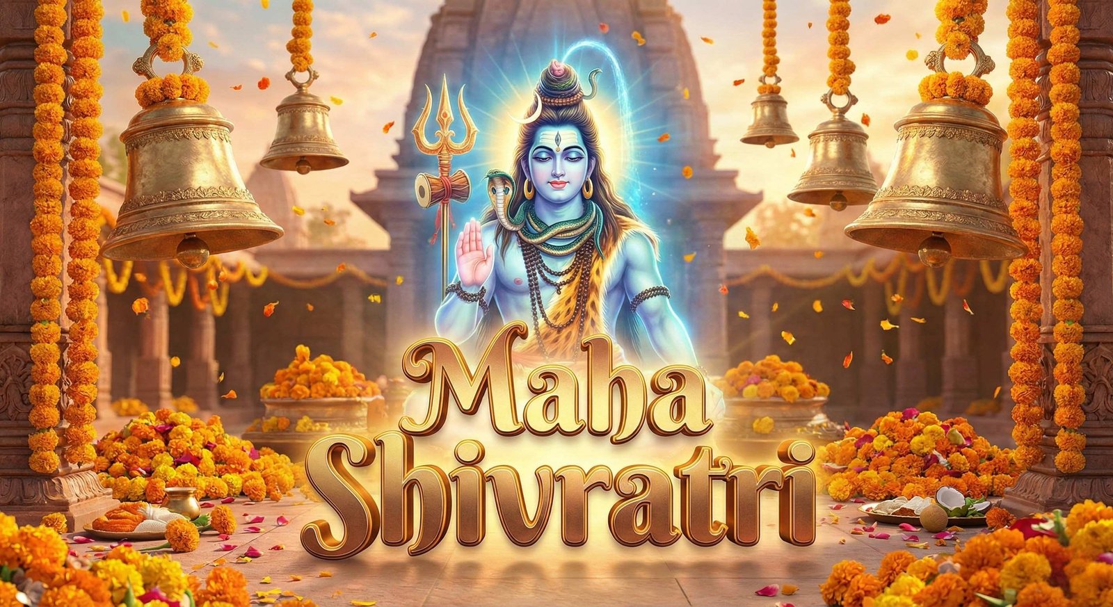 Maha Shivratri Celebration Banner with Lord Shiva Blessings