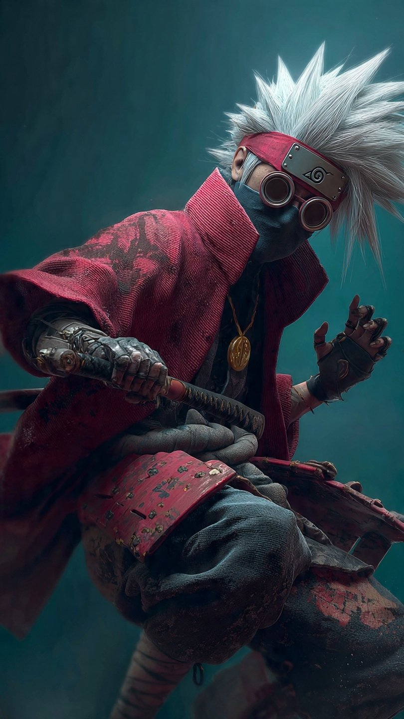 Futuristic Ninja Warrior with Katana Art Wallpaper