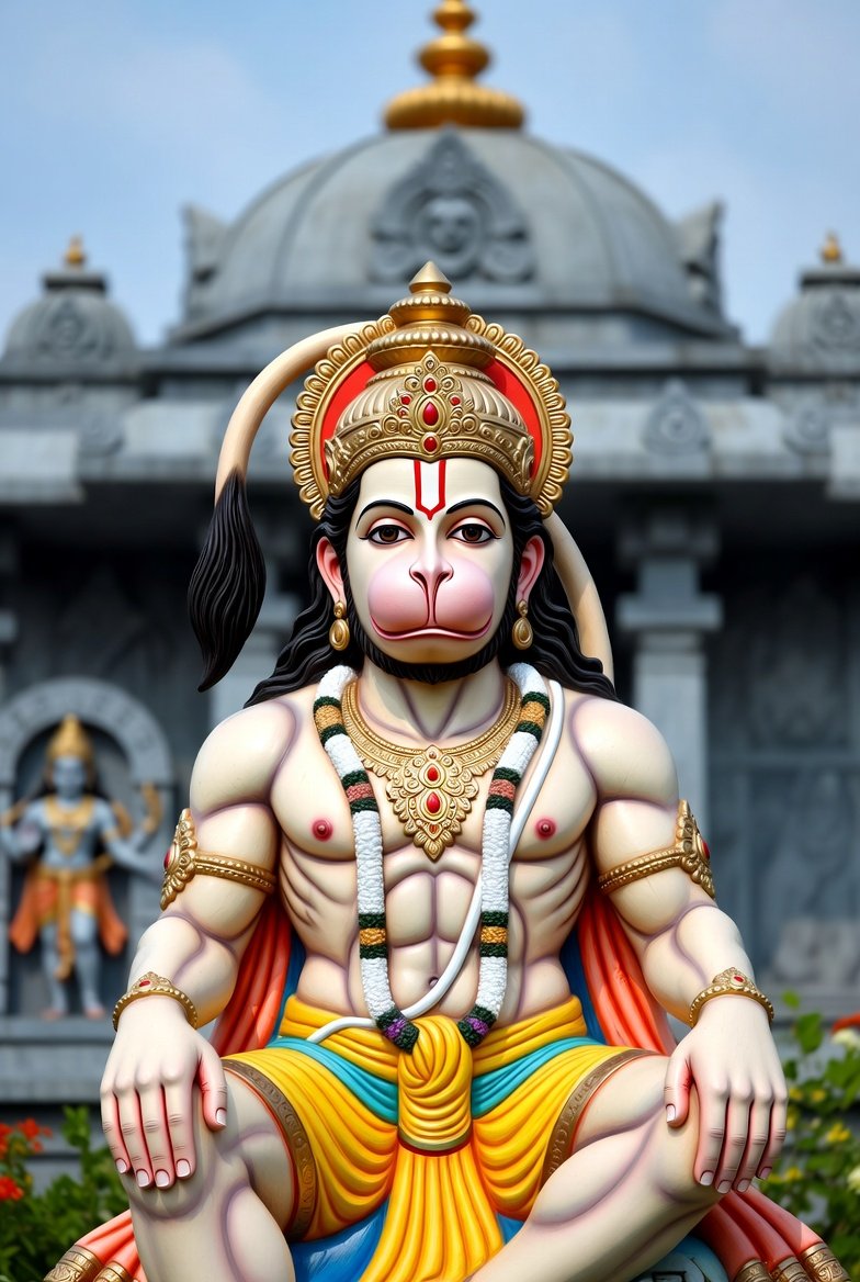 Shri Hanuman Idol in Temple Courtyard