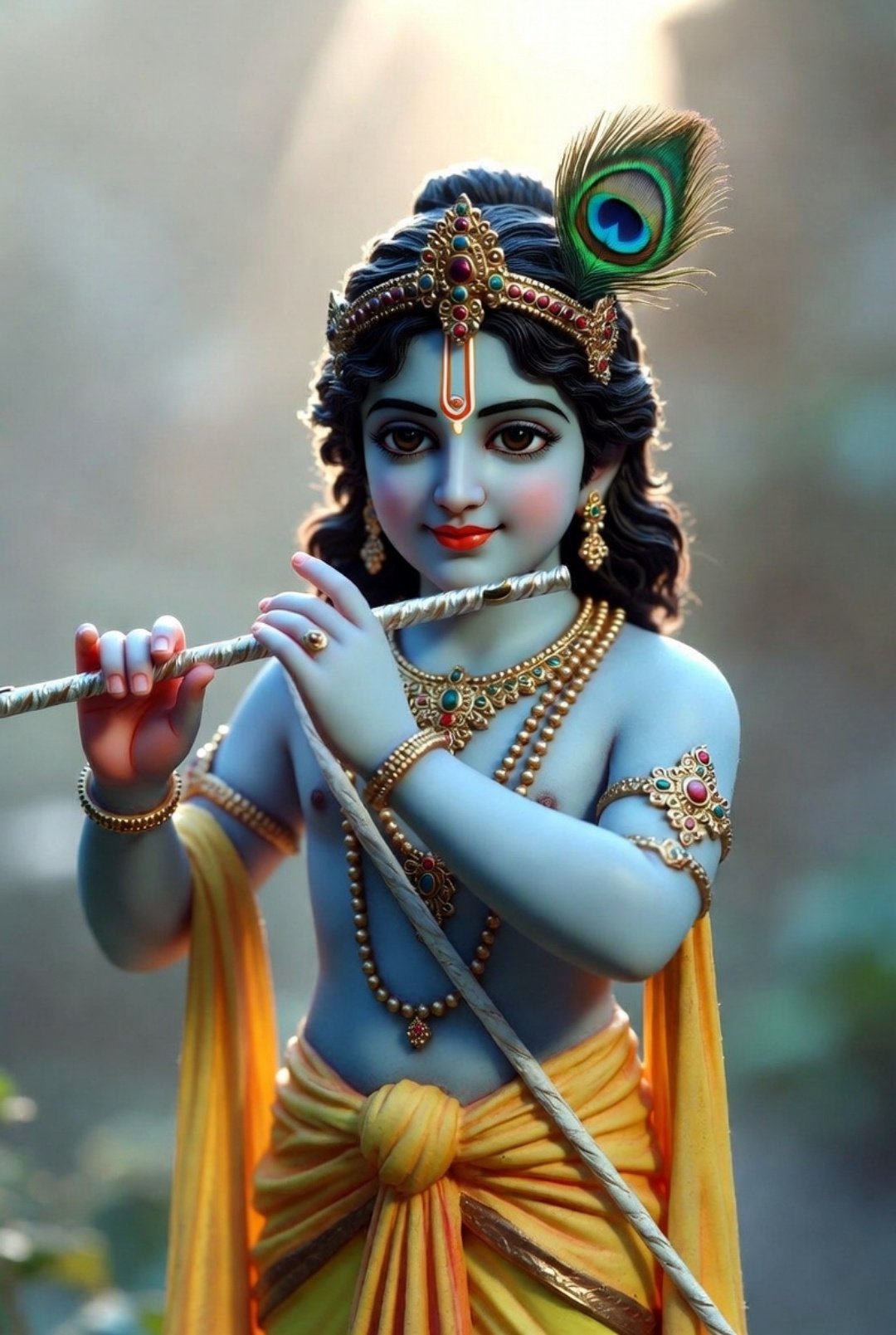 Bal Krishna Playing Flute in Divine Glow