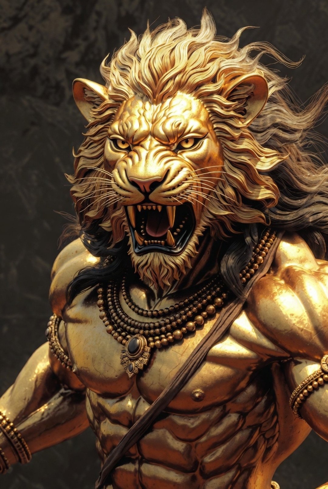 Majestic Golden Narasimha Avatar Roaring Power