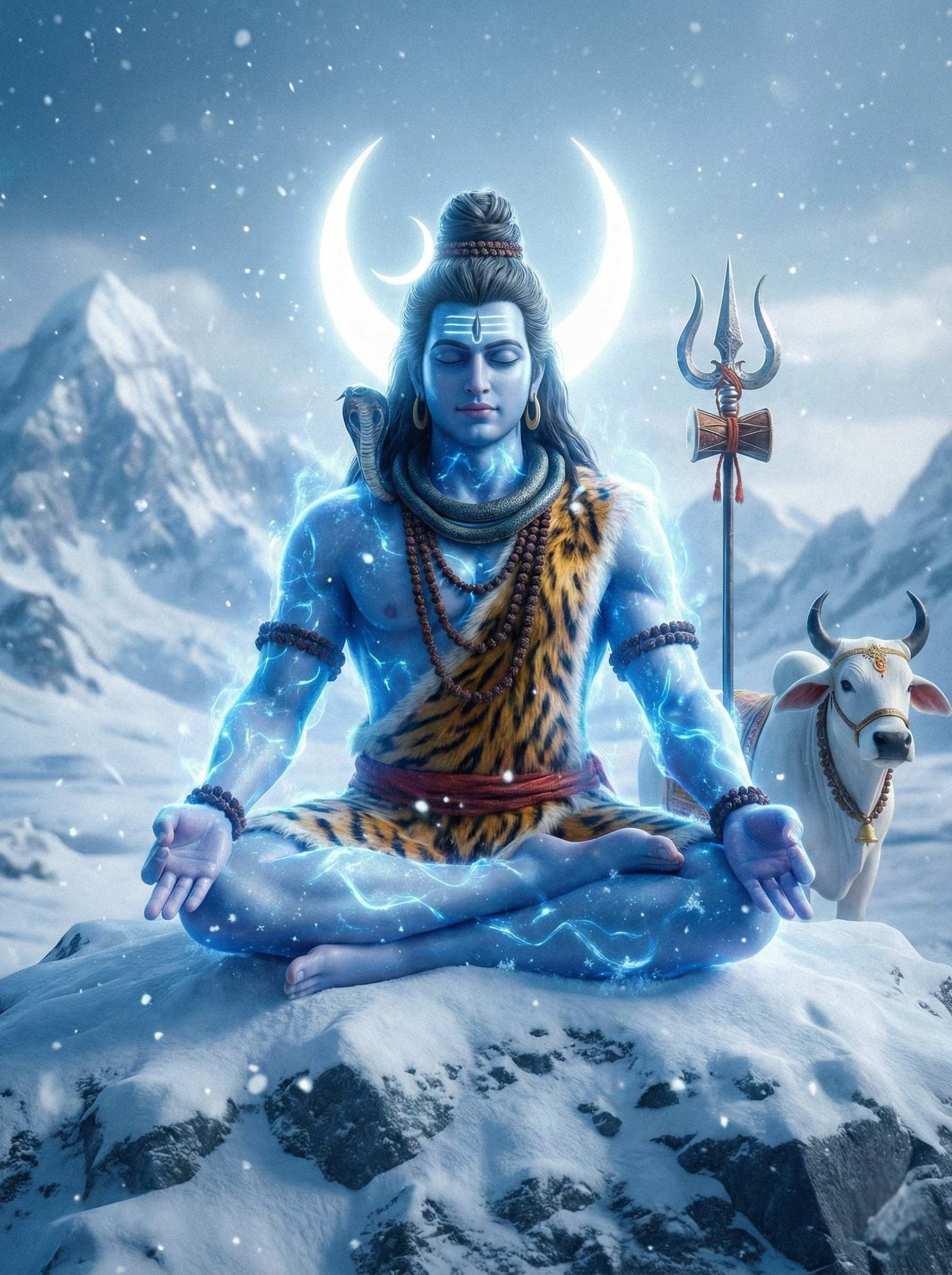 Meditating Lord Shiva in Snowy Himalayas