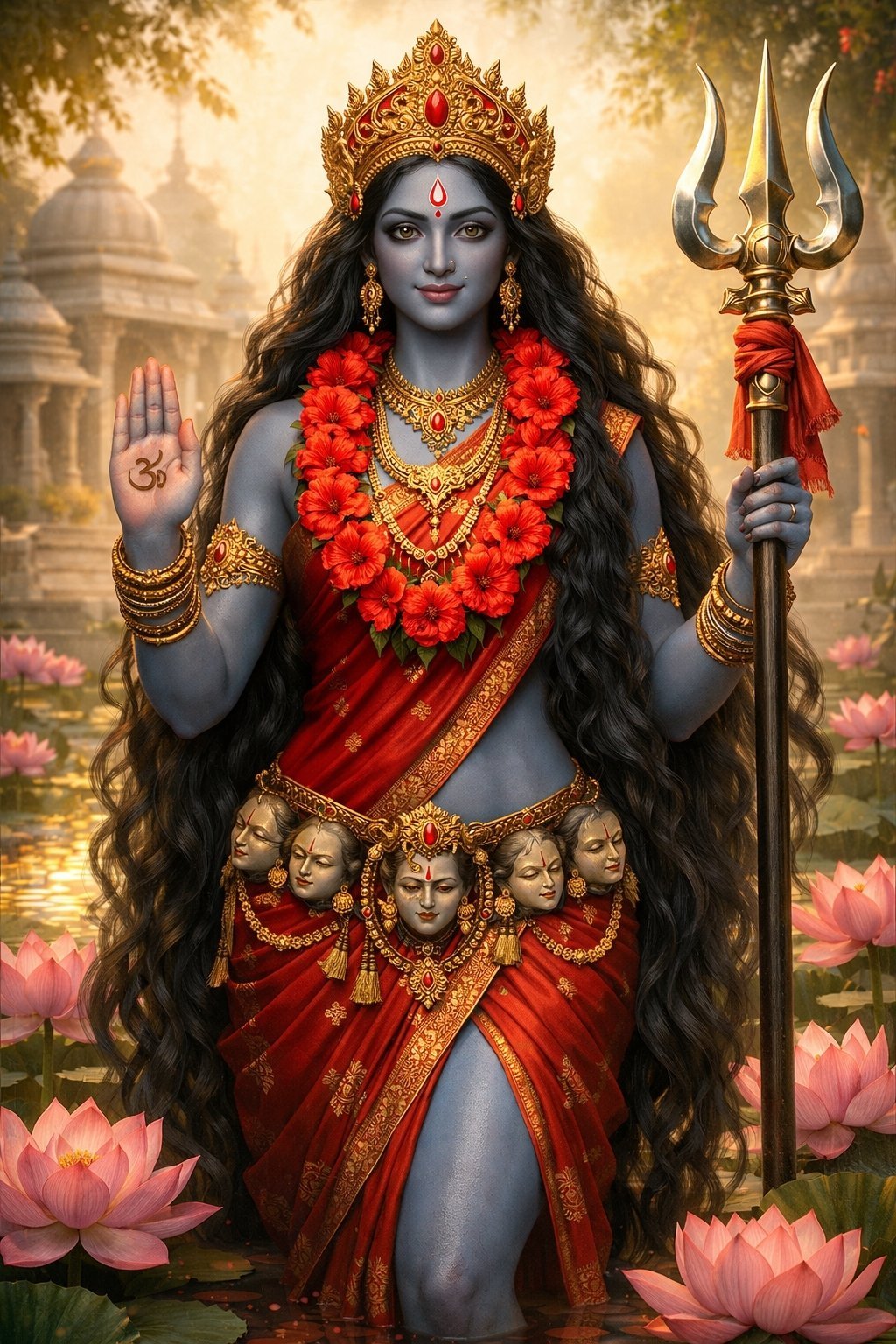 Divine Goddess Kali with Trishul Blessing Pose