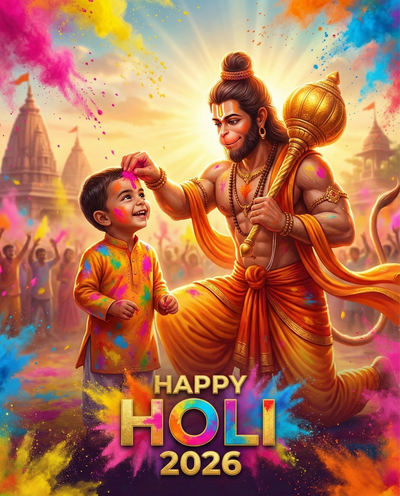 Happy Holi 2026 Hanuman Ji AI Poster Prompt