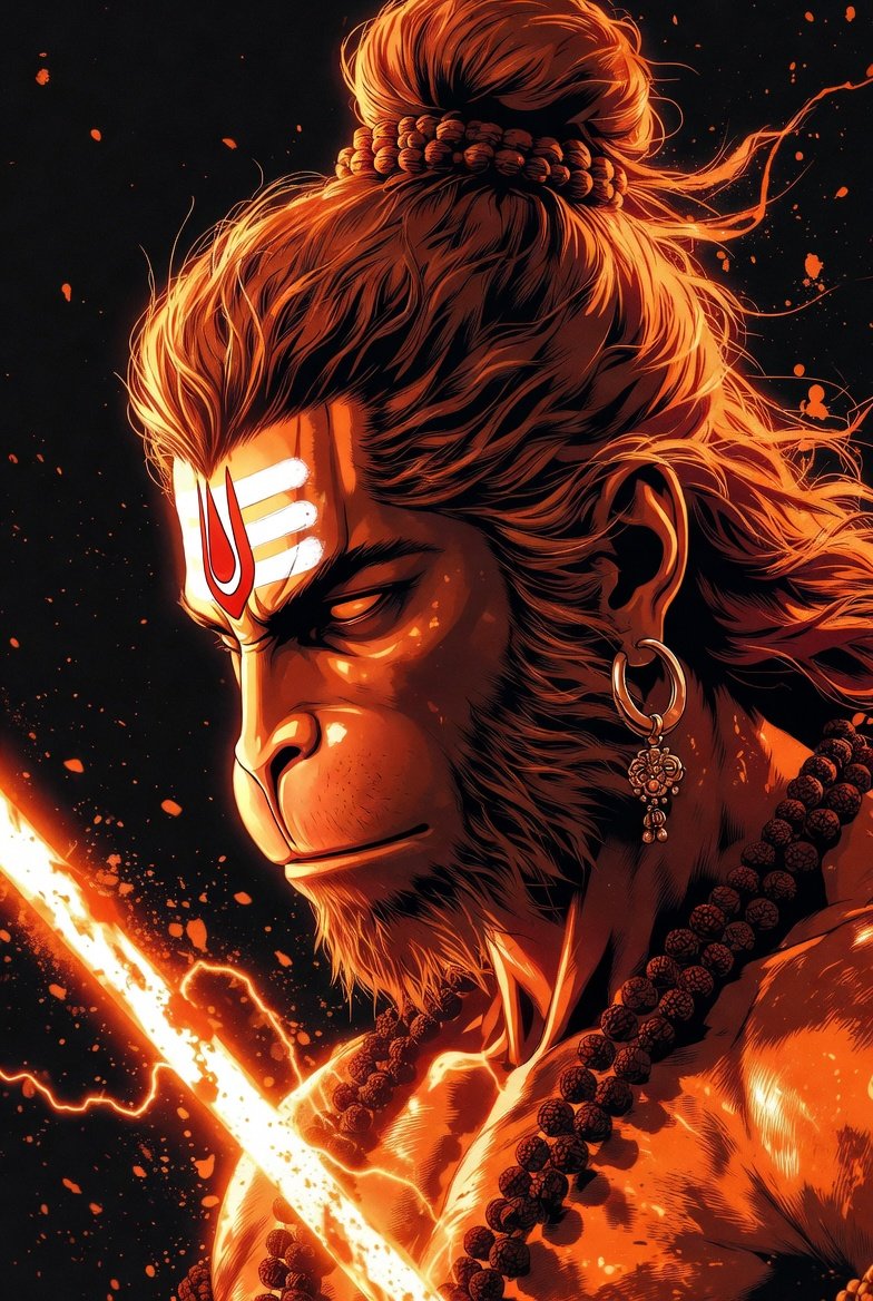 Fiery Lord Hanuman Powerful HD Artwork