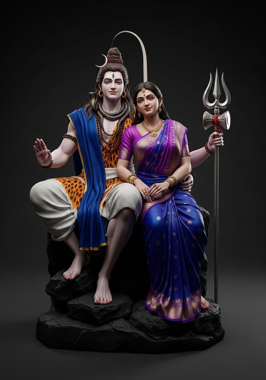 Shiv Parvati Divine Idol HD Wallpaper