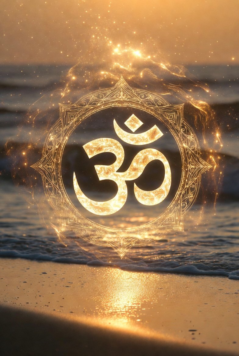 Golden Om Symbol Beach Sunset Wallpaper