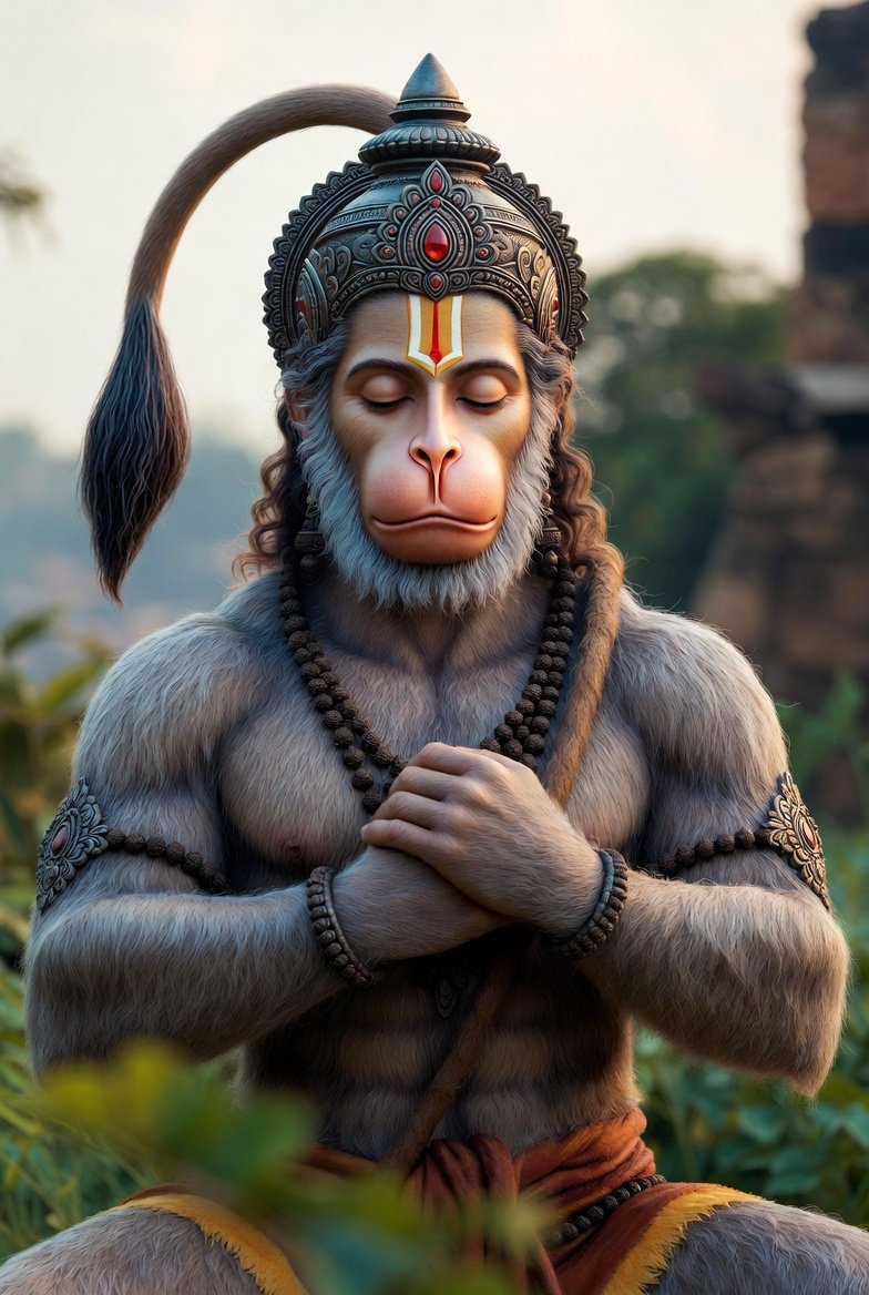 Peaceful Hanuman Meditation Wallpaper