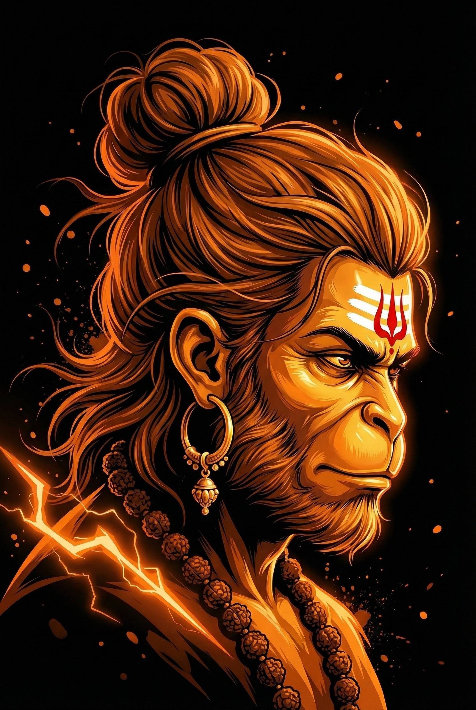 Fiery Hanuman Power Portrait Wallpaper