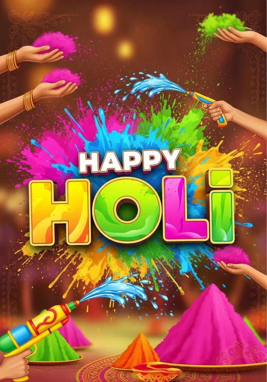 Happy Holi Color Splash Celebration Wallpaper