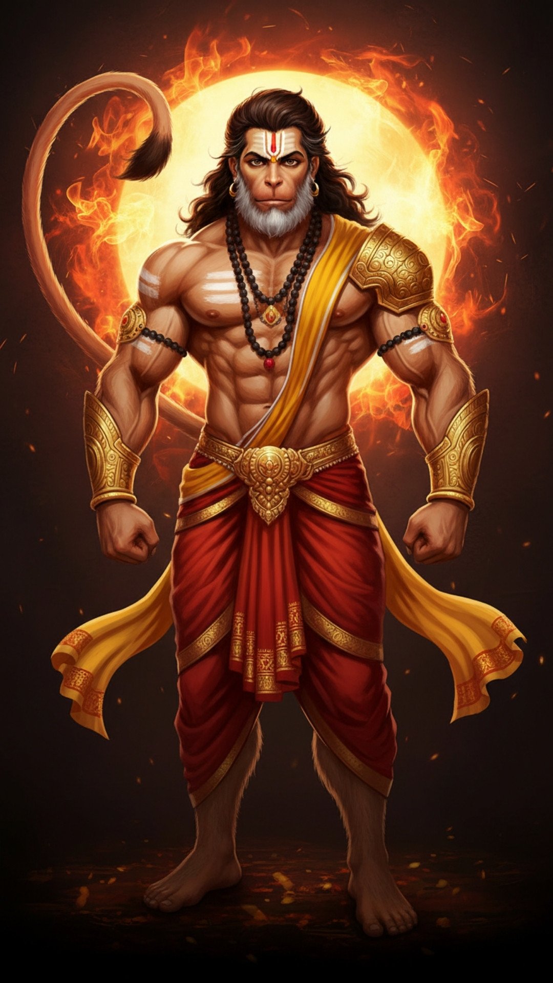 Powerful Hanuman with Fiery Aura