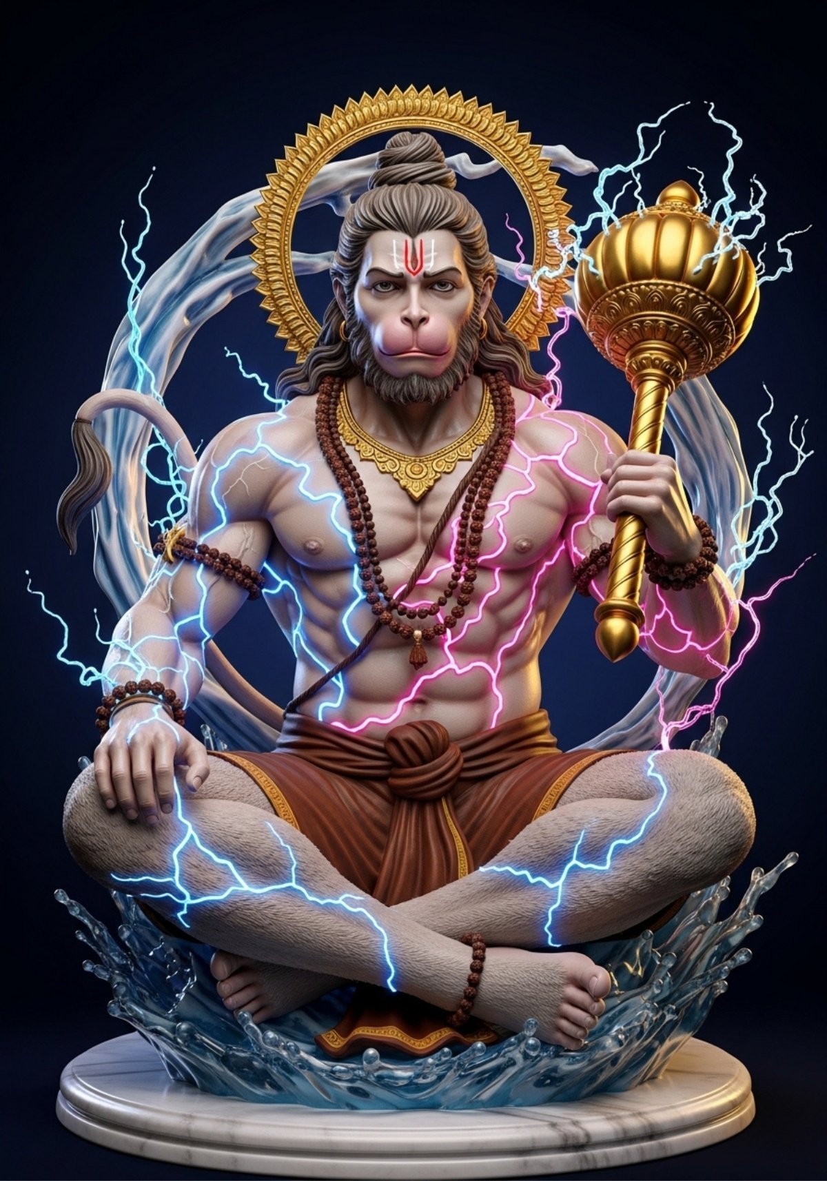 Powerful Hanuman with Lightning Energy Wallpaper
