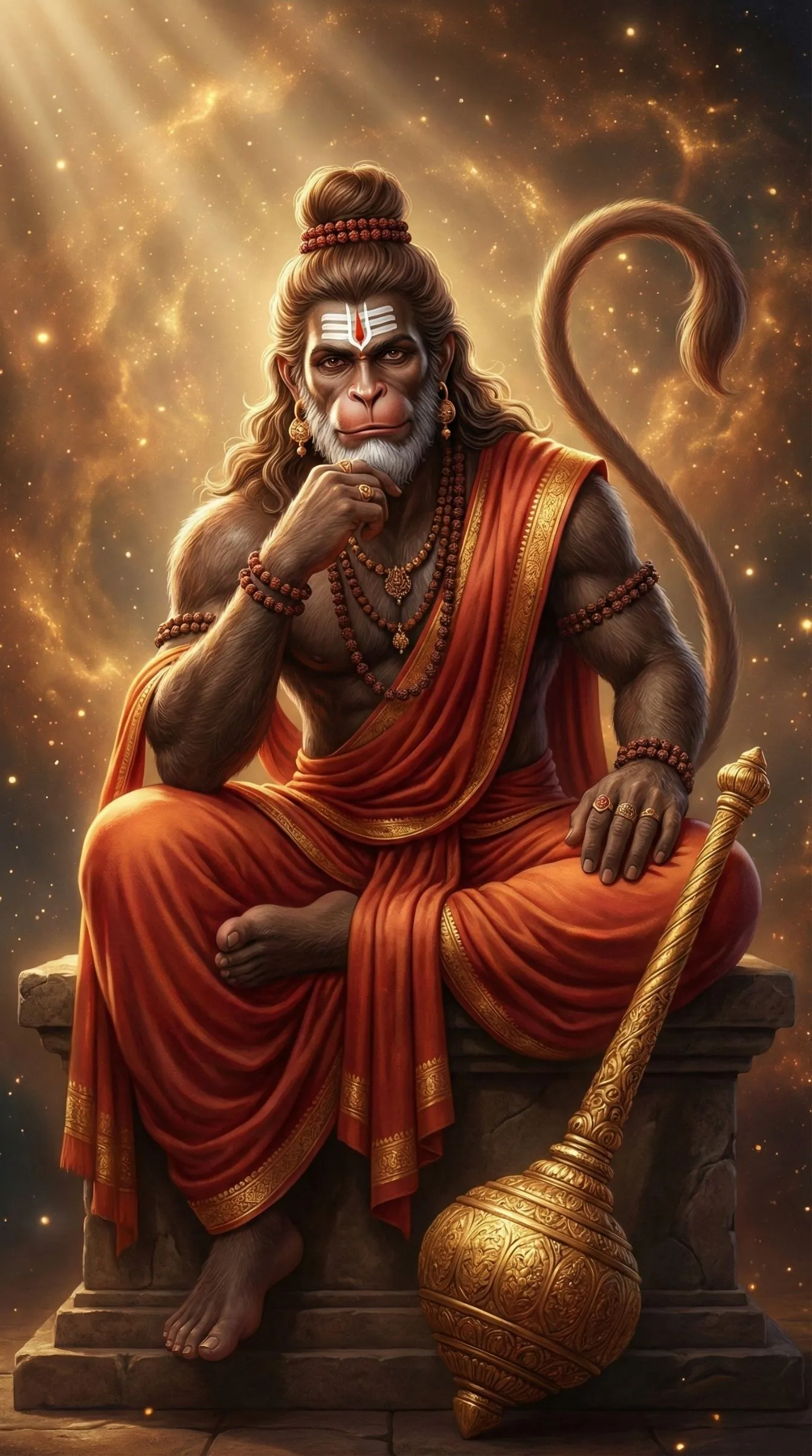 Divine Hanuman with Golden Gada Wallpaper
