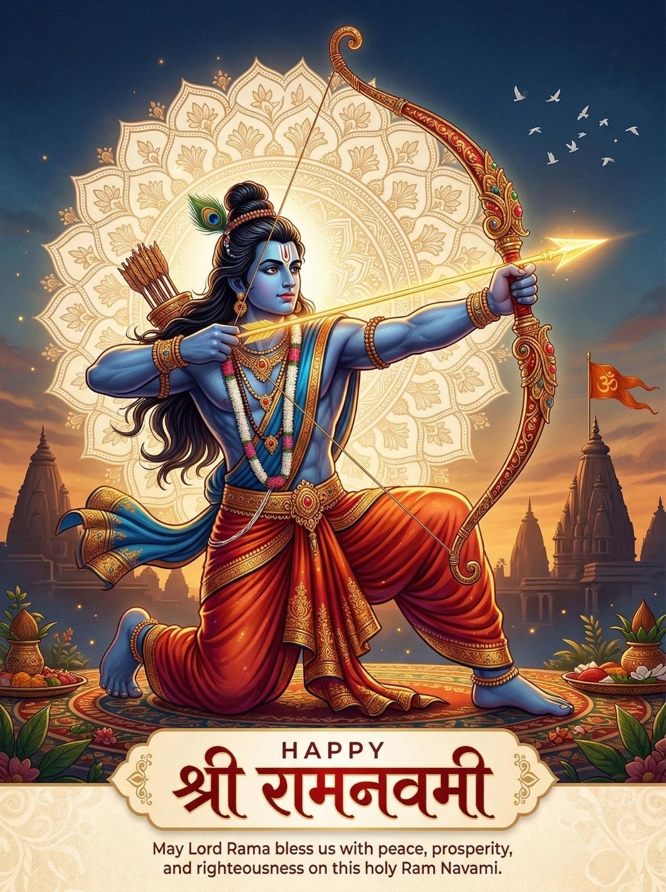 Happy Ram Navami Lord Rama Divine Archer Wallpaper