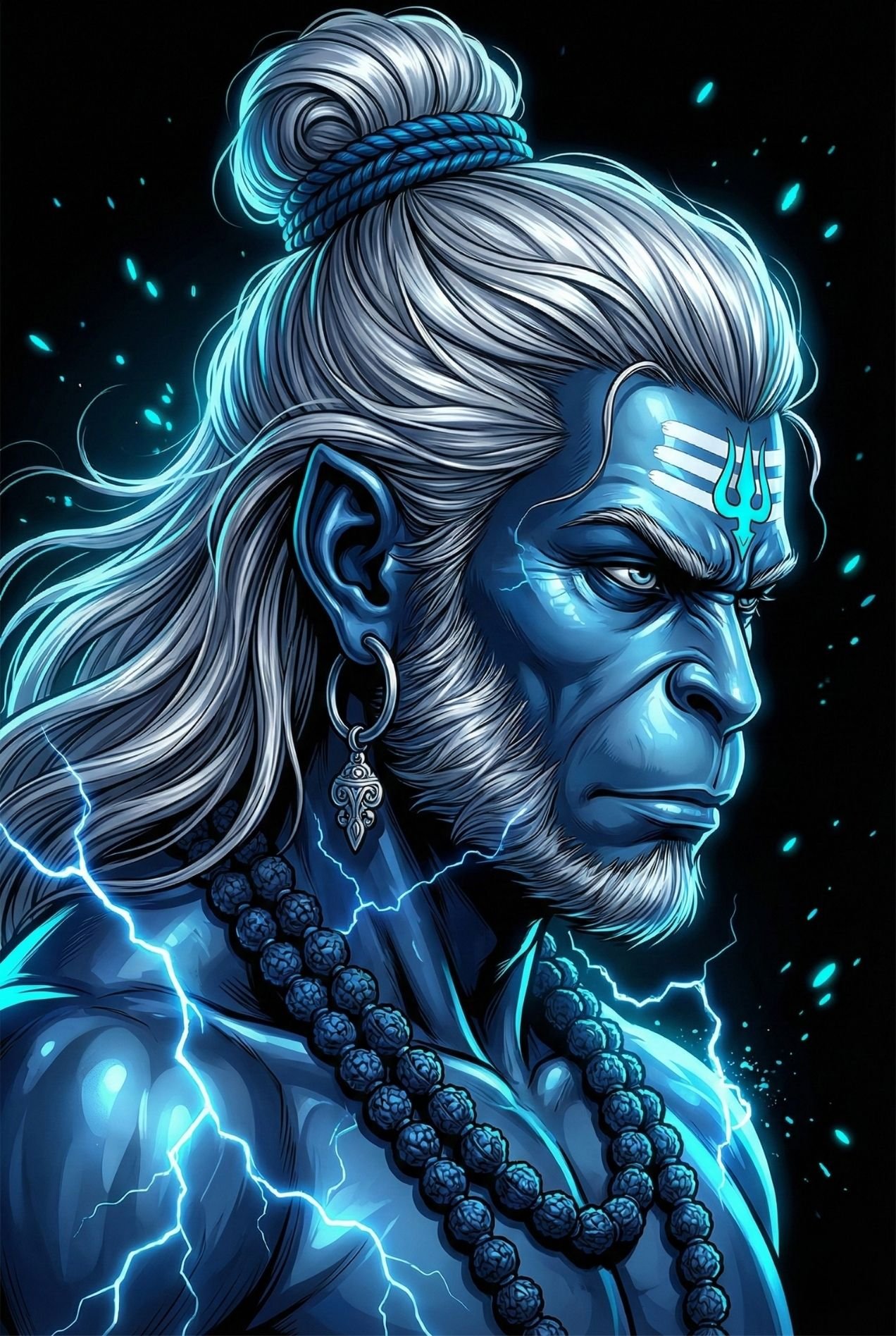 Divine Hanuman Warrior Portrait Spiritual Wallpaper