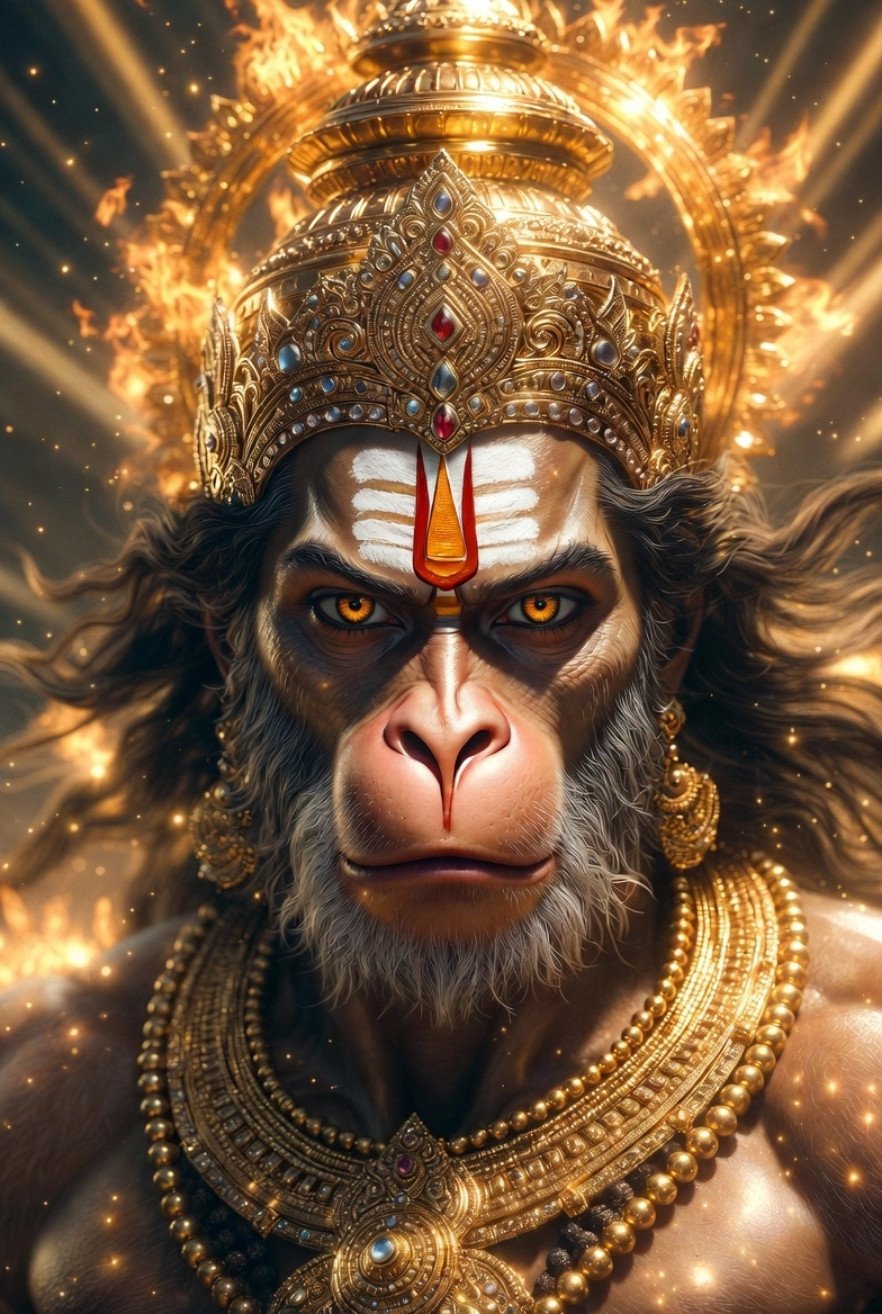 Divine Lord Hanuman Golden Warrior HD Wallpaper