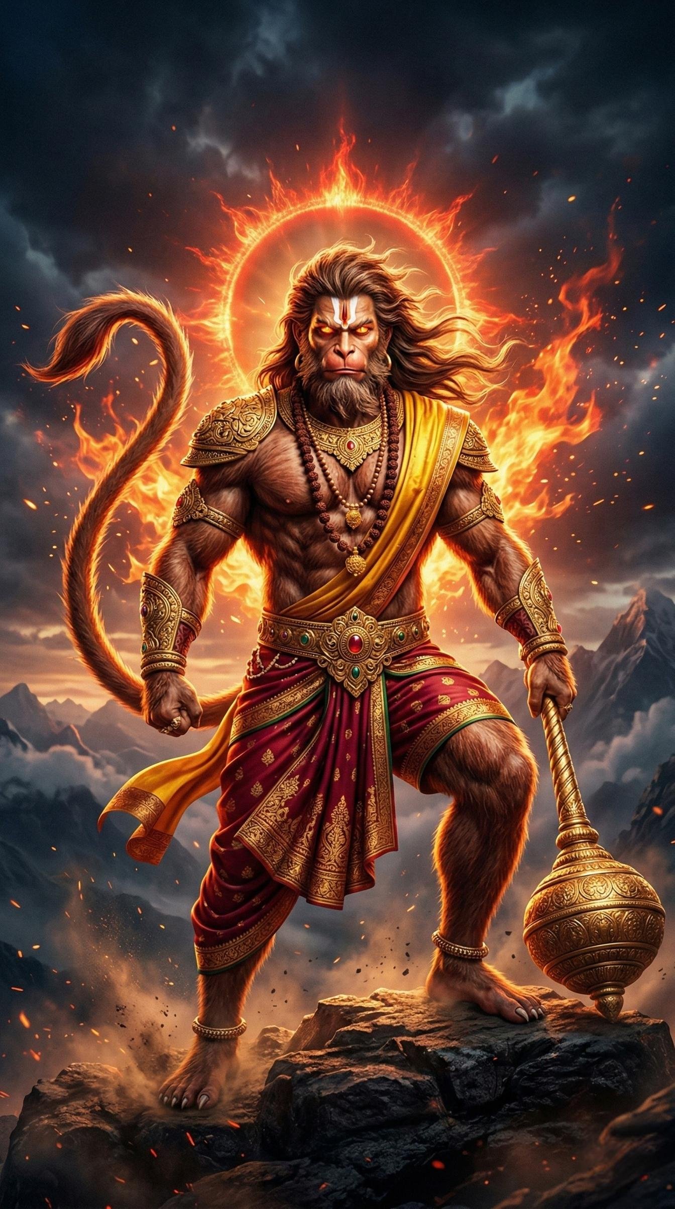 Fierce Lord Hanuman Bajrang Bali Power HD Wallpaper