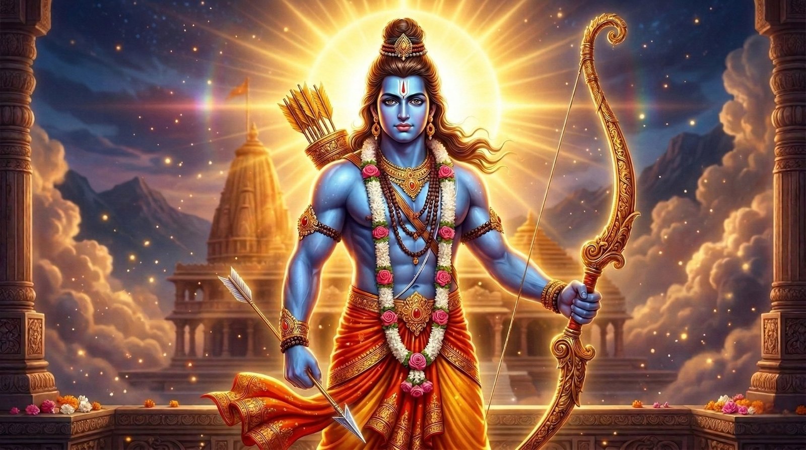 Divine Lord Rama Archer Temple Spiritual HD Wallpaper