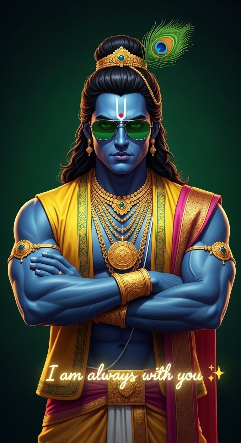 Stylish Lord Krishna Attitude HD Devotional Wallpaper