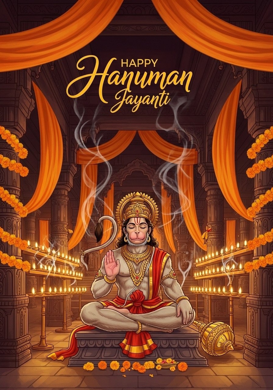 Happy Hanuman Jayanti Temple Meditation HD Wallpaper