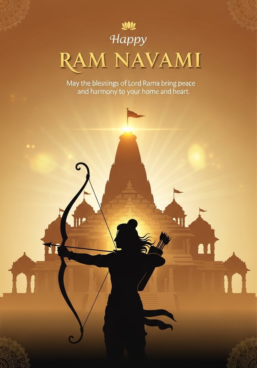 Happy Ram Navami Lord Rama Temple HD Wallpaper