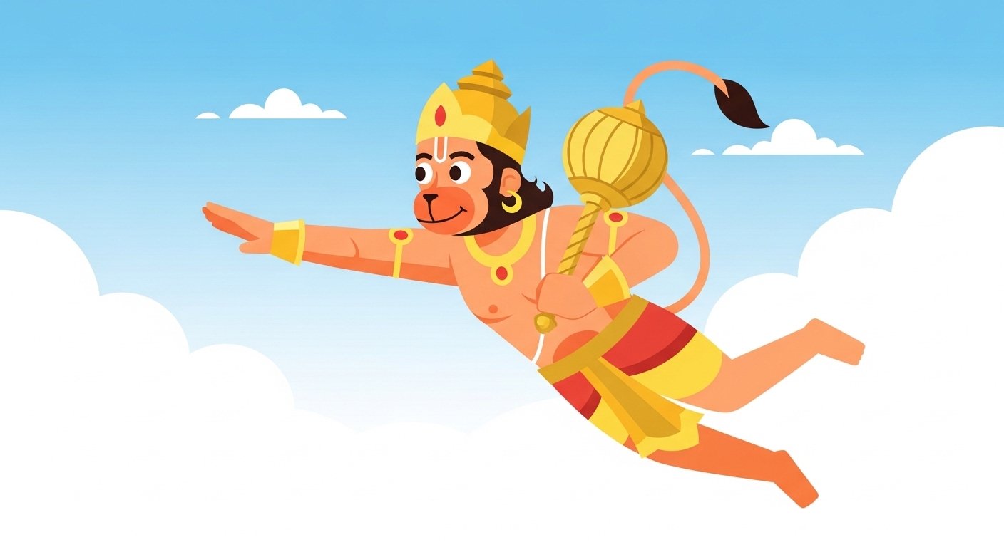 Flying Hanuman Cartoon Cute HD Wallpaper