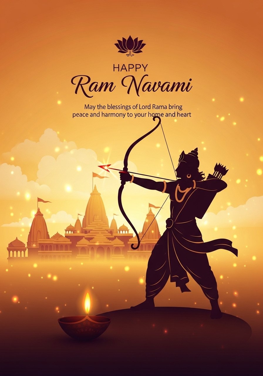 Happy Ram Navami Lord Rama Diya HD Wallpaper