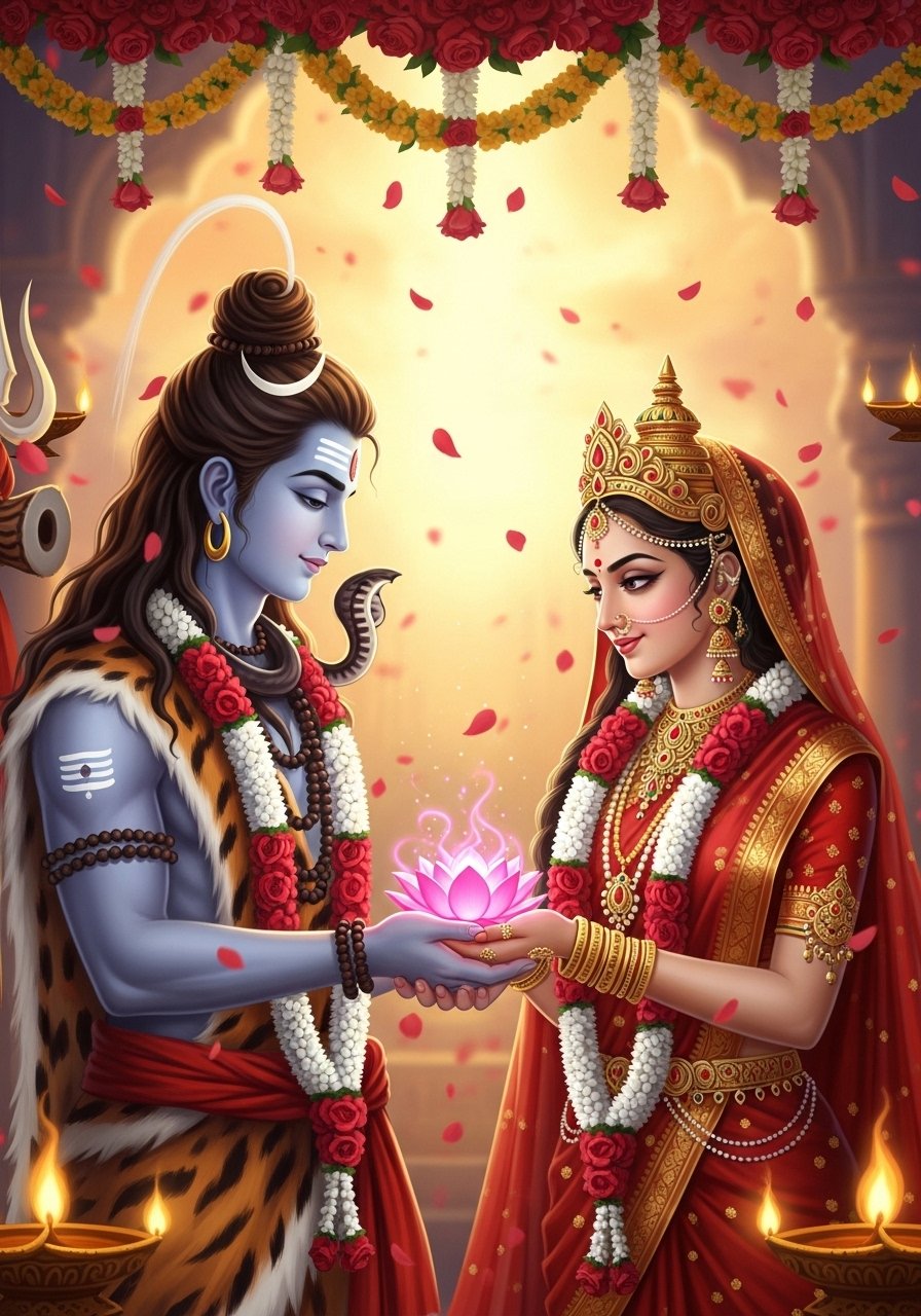 Divine Shiva Parvati Wedding Blessings HD Wallpaper