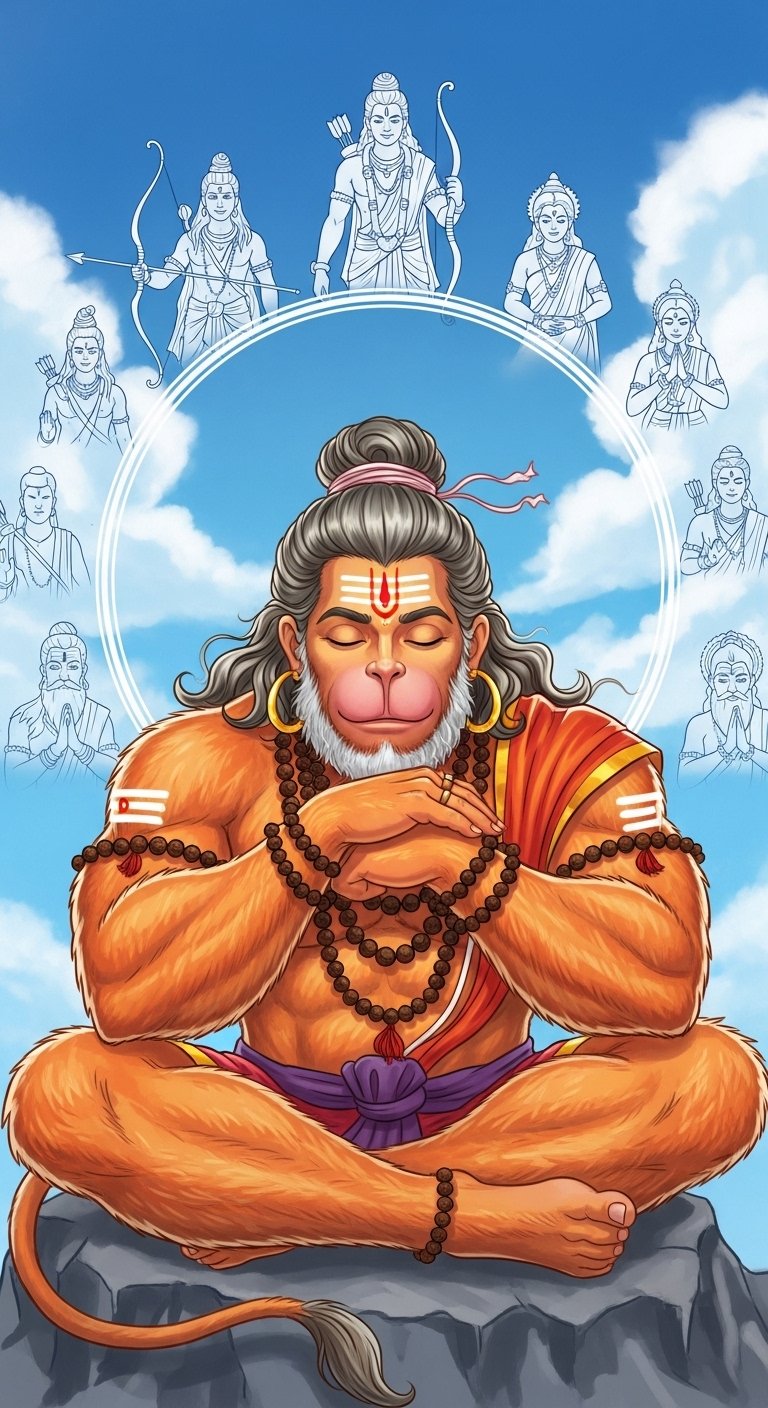Hanuman Meditation Ram Darshan HD Wallpaper