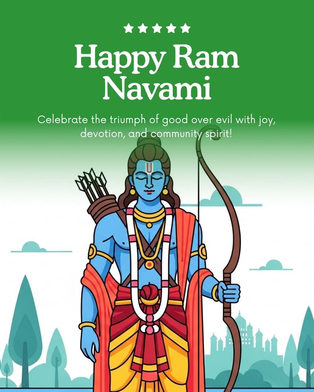 Happy Ram Navami Lord Ram Minimal Art Wallpaper
