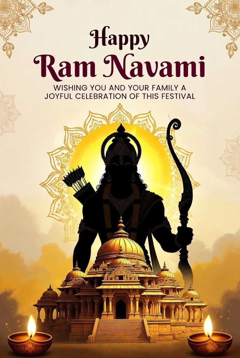 Ram Navami Temple Silhouette Divine Art Wallpaper
